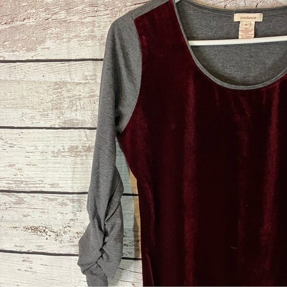 Sundance Burgundy Velvet Ruched Dulcet Tones Tee - Picture 4 of 11
